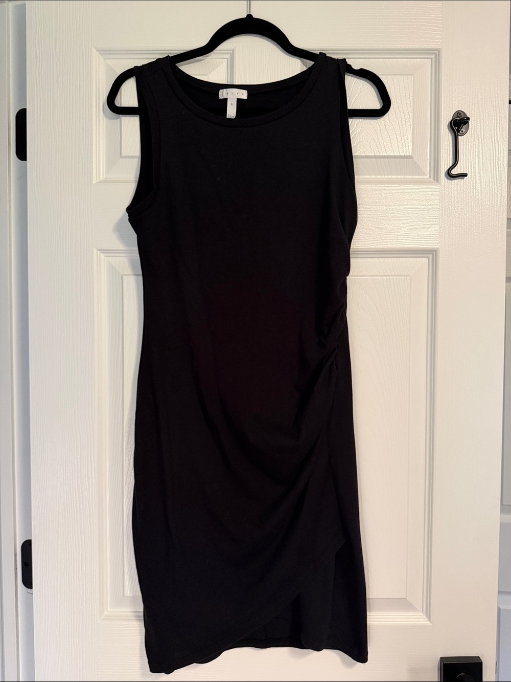 Leith Black Sleeveless Ruched Side Dress